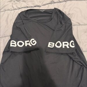 Black Borg Workout T-Shirt with Logo Sleeves